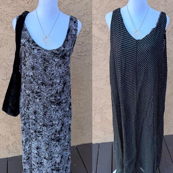 Dresses & Skirts - Handmade black and white reversible polka dot and floral dress